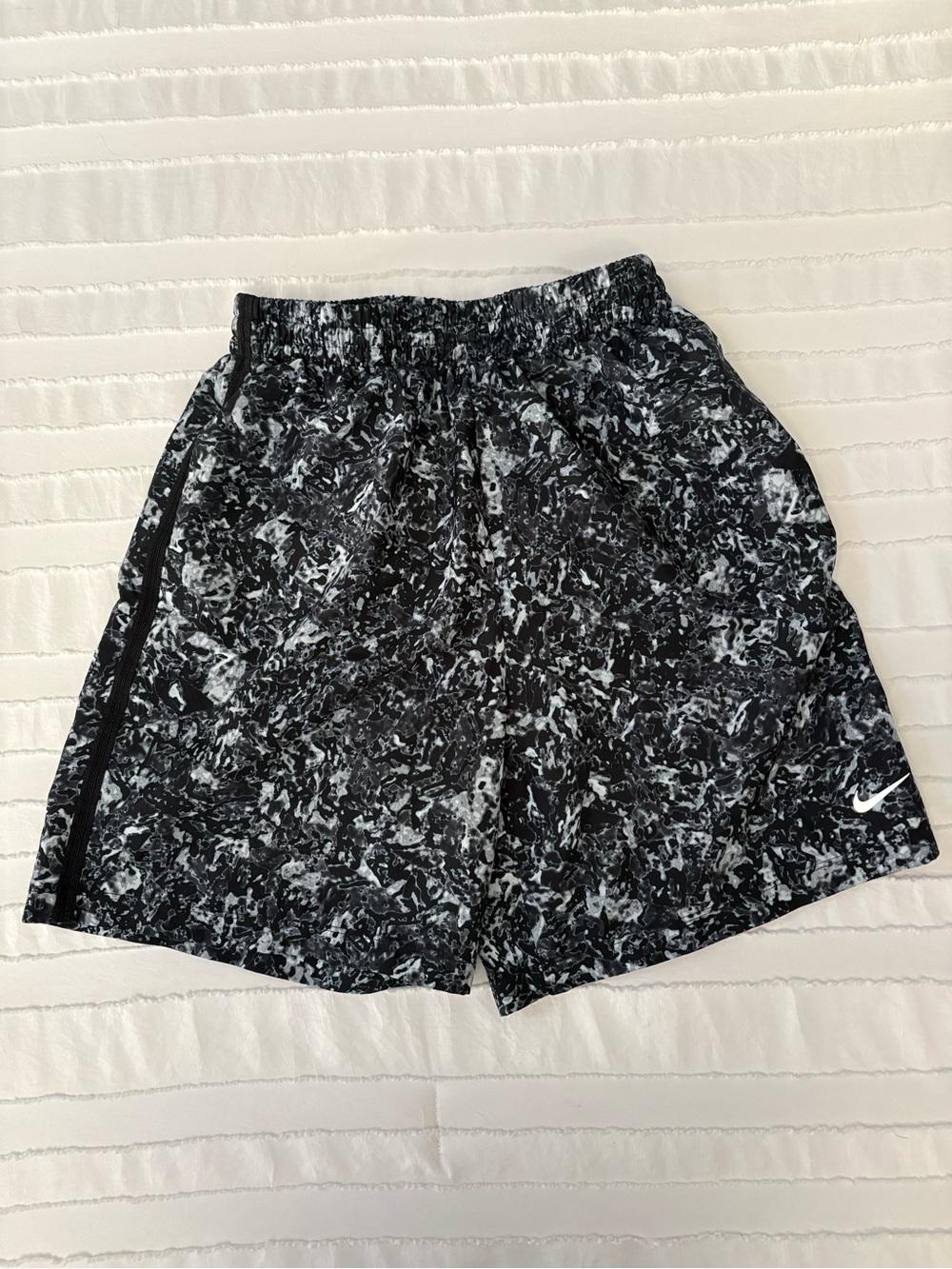Nike Boys Black Marble Print Athletic Shorts